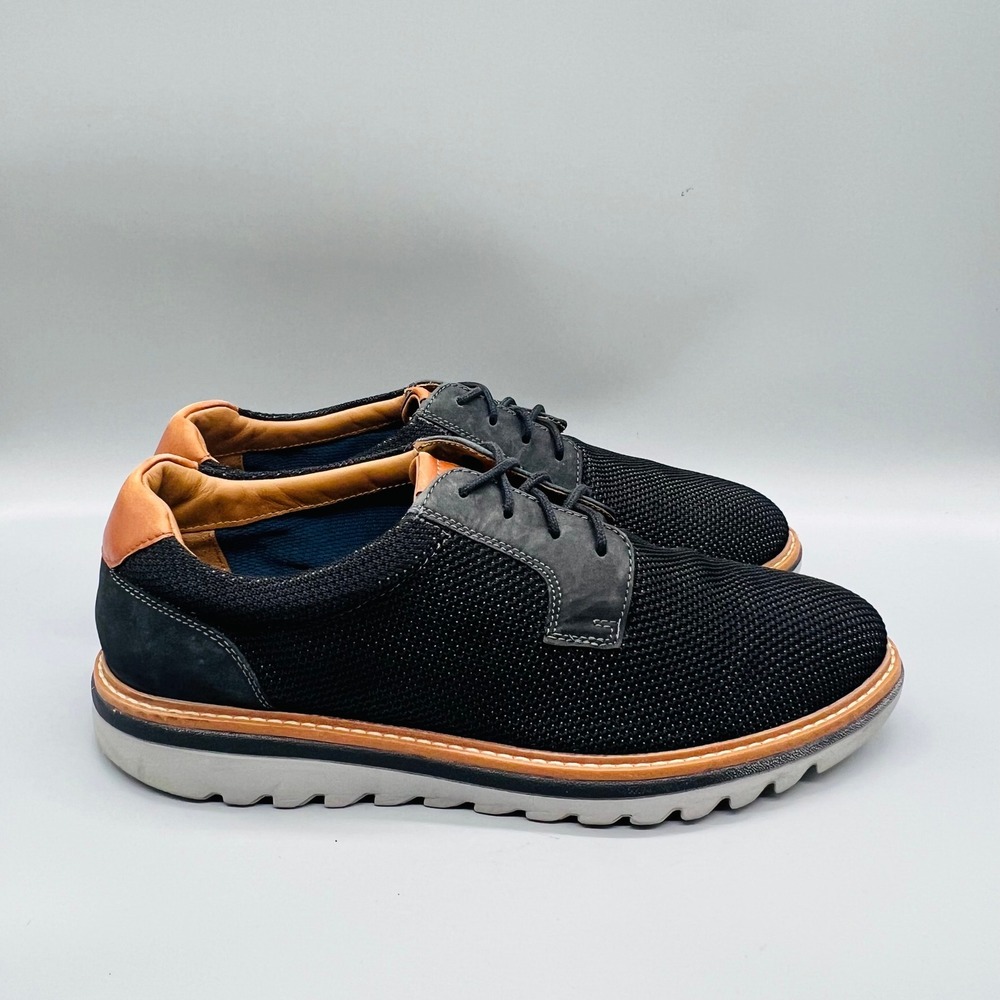Johnston & Murphy Shoes Mens 9.5 Black Knit Braydon Plain Toe Lace Up Sneakers